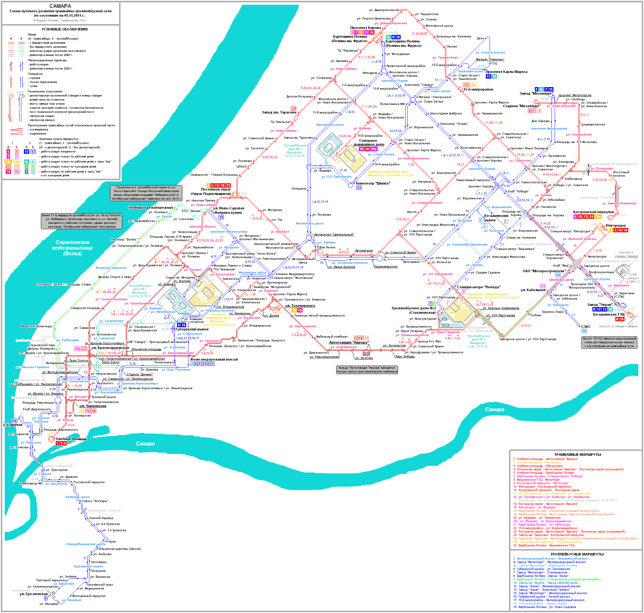 Схема движения трамваев - Транспорт города Самары. Маршруты, Расписания ...
